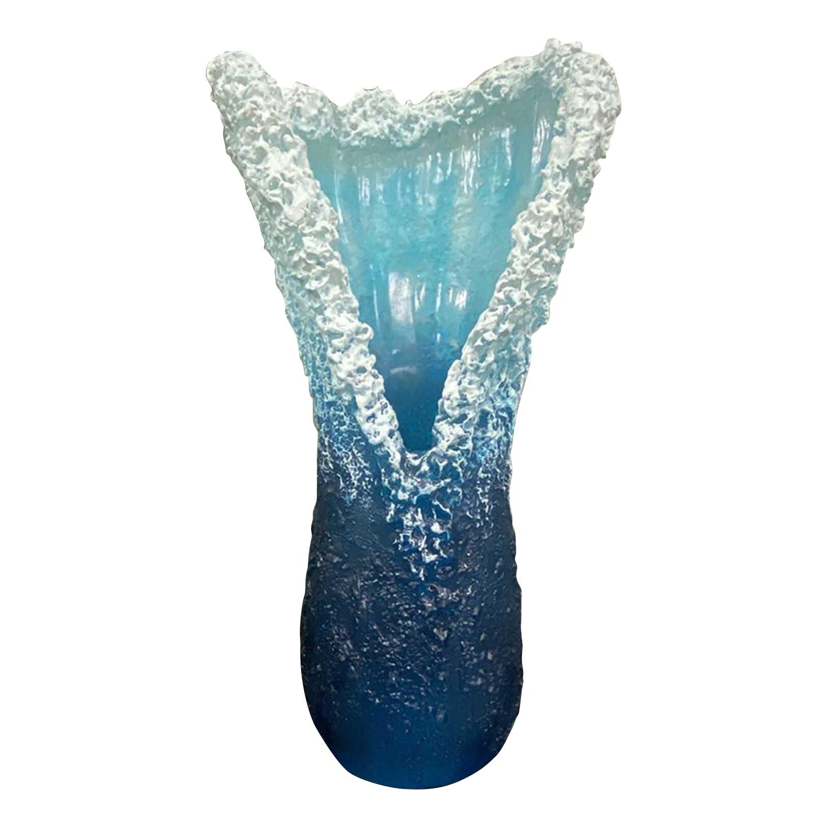 

-Wavy Vase, Modern Ocean Blue Flower Vases, Centrepieces Flower Pot Vase