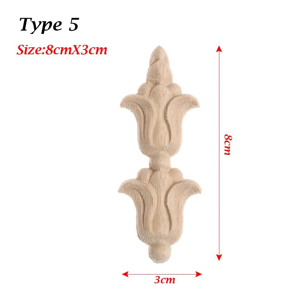 Natural Woodcarving Rose Flower Corner Appliques Wood Floral Carved Furniture Cabinet Door Unpainted Mouldings Decal Decorative