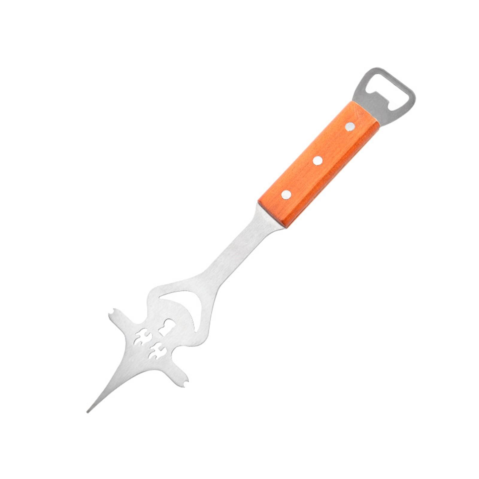 

Лопатка для барбекю для гриля на открытом воздухе, 5 в 1 инструмент для барбекю, 16-дюймовая длинная лопатка для барбекю с деревянной ручкой, подарок для, подарок для мужчин One Size