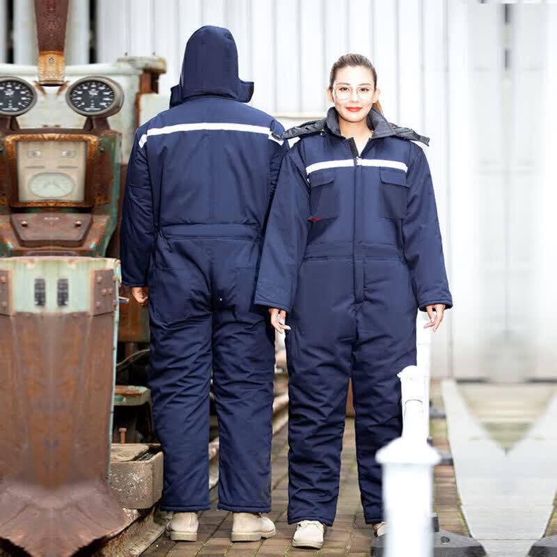 Moufuo Unisex Winter Thermal Hooded Work Coveralls XXL (180) темно-синий
