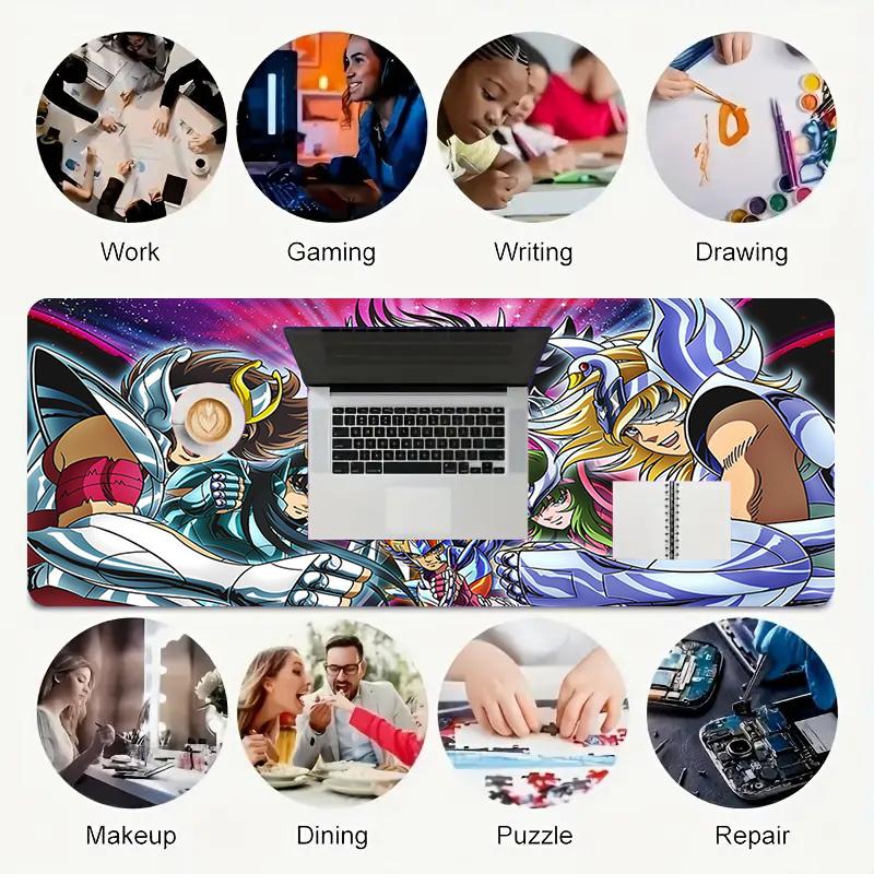 Saint Seiya Xl Gaming Mouse Pad Nonslip Rubber Base Stitched Edge Waterproof Desk Mat For Pc Laptop Gamer Office Computer Accessories