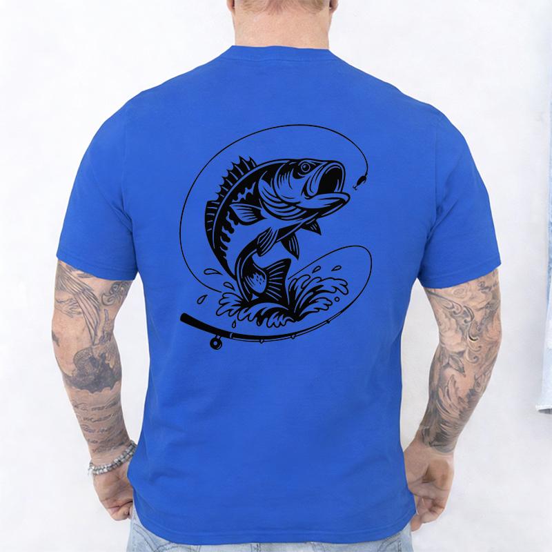 T-shirt per Amanti della Pesca da Uomo Cuore da Pescatore Stampa Pesce Persico Grafiche Magliette Casual a Manica Corta Abbigliamento Maschile Oversize