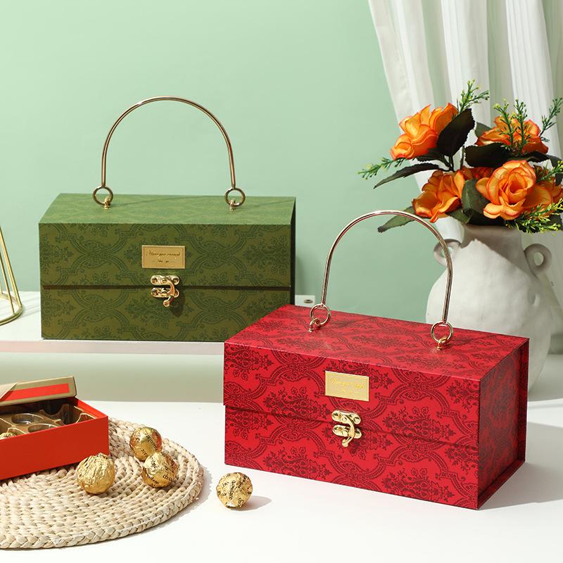 Forest Style Luxury Dragon Boat Festival Gift Box with Metal Handle