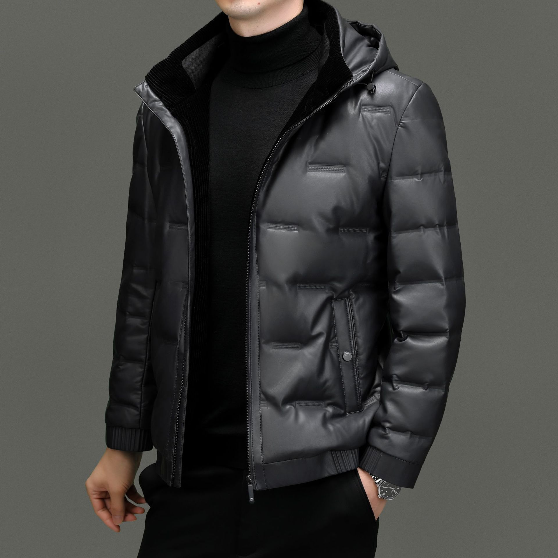 Зимняя куртка из натуральной кожи — фото 5