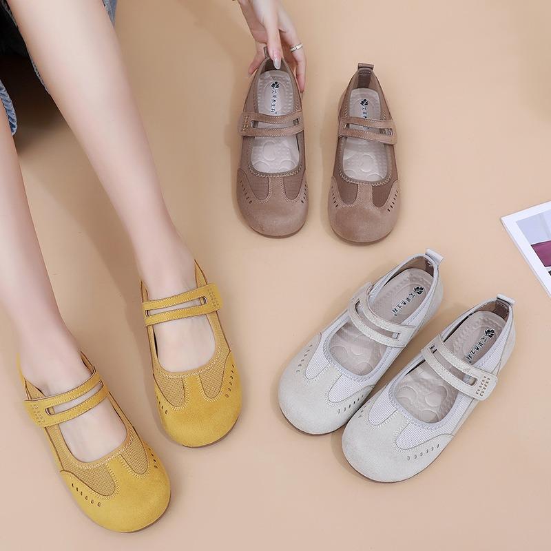 New Shoes Women's Casual Fashion Versatile Double Buckle Velcro Non-slip Wear Comfortable Breathable Women's Single Shoes