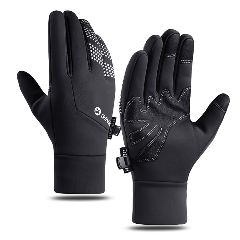 Gobygo Winter Windproof Gloves Waterproof Thickened Cycling Gloves Warm Anti-Slip Touch Screen Outdoor Sports Running Men Women