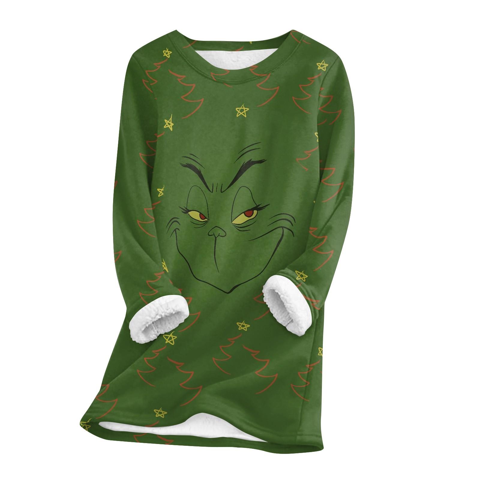 

Жіночий теплий довгий топ з круглим вирізом і потовщеним кашеміровим плюшем XL