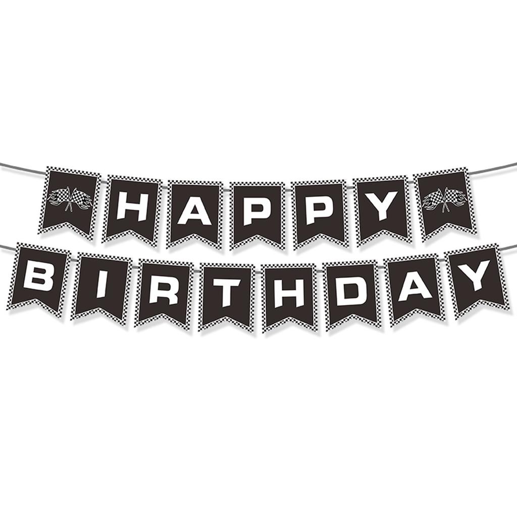 Children'S Birthday Party Arrangement Decoration Racing Theme Black And Red Flag Cake Plugin Honeycomb