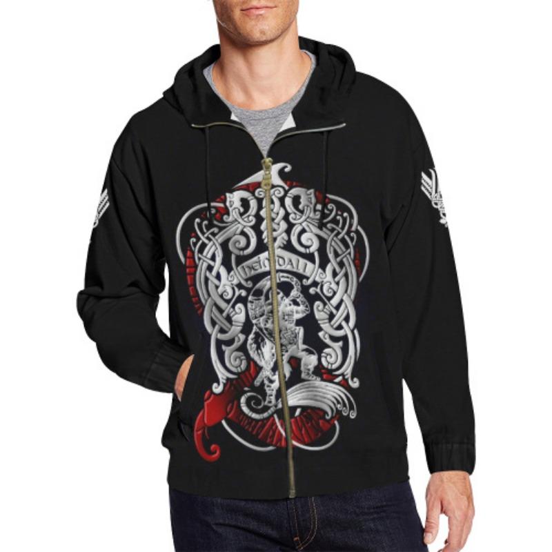 Tattoo Printed Sweatshirt Zipper Hooded Sweatshirt
