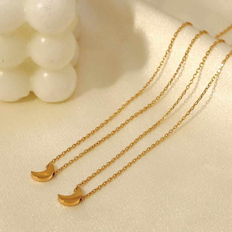 Accessories Stylish Simple Moon Pendant Niche Design Personalized Geometric 316 Stainless Steel Women'S Necklace