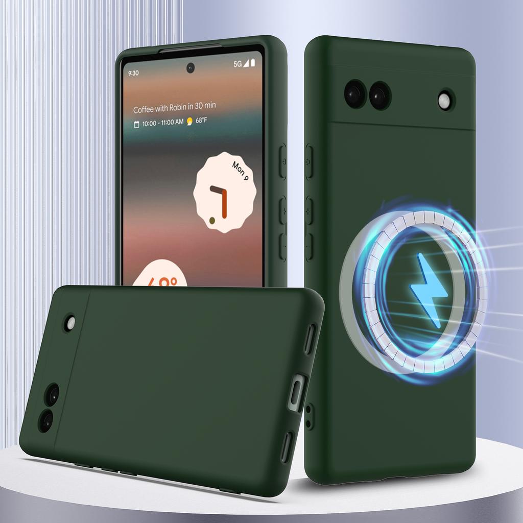 For Google Pixel 6a Magnetic Case Anti-Drop Liquid Silicone Phone Cover