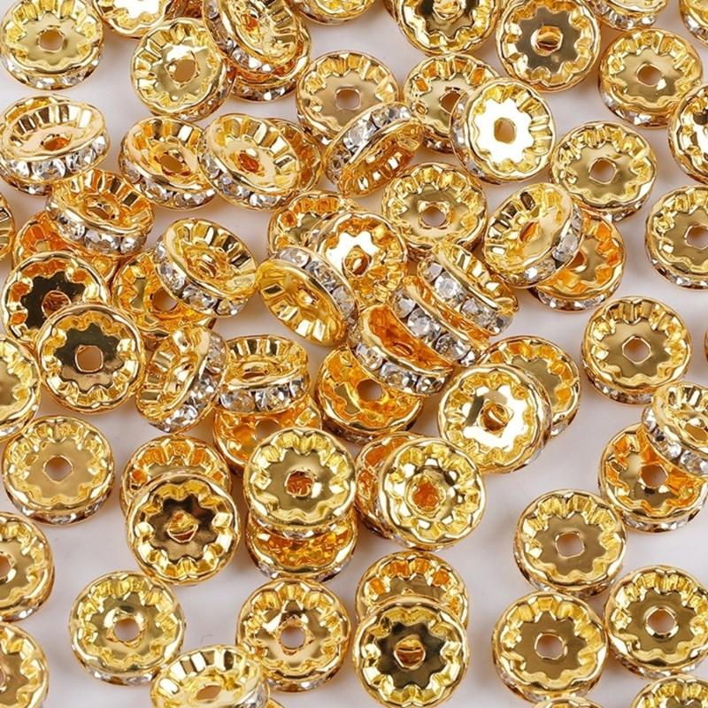 8mm Rhinestones Spacer Beads Rondelle Loose Beads Crystal Bead Spacer for Bracelets and Necklaces In Jewelry Crafts