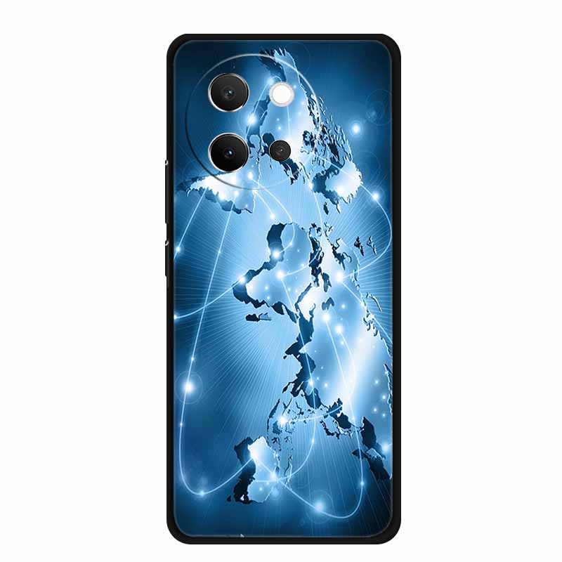 For Vivo V40 Lite Case V40lite V 40 Lite Fashion Black Silicone Soft Back Cover Case For Vivo V30e 5G Phone Case V 30 e Funda