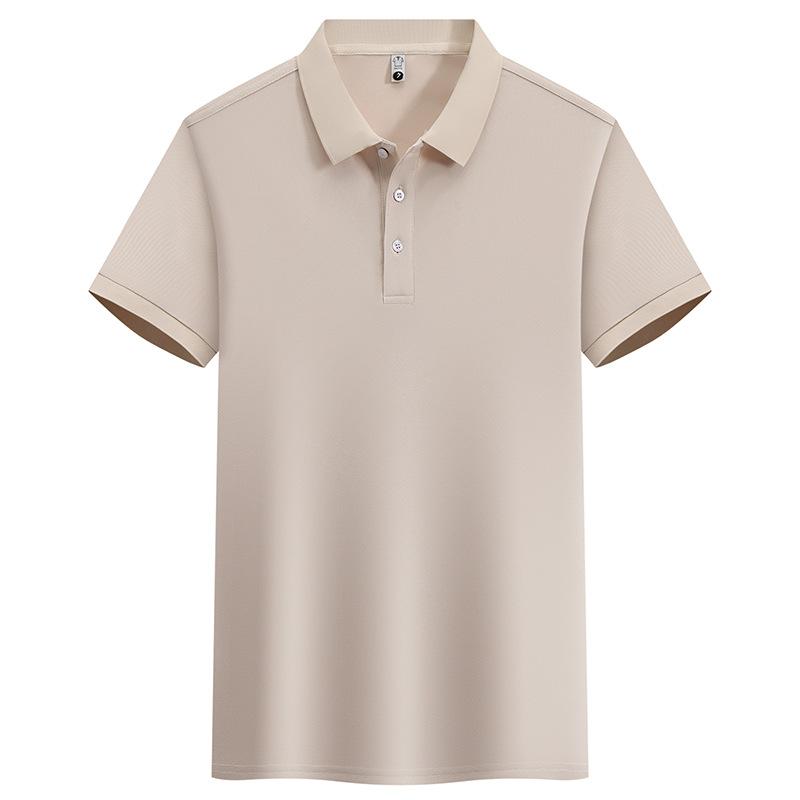 Kurzärmeliges Poloshirt für Herren im Sommer, schlichtes, legeres Business-T-Shirt mit einfarbigem Revers, Eisseide, atmungsaktiv und vielseitig