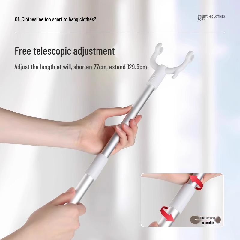 

Телескопическая сушилка для одежды с вильчатой вешалкой для использования в общежитии Gray Short [Telescopic 62.5-103cm]