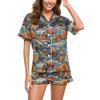 Women's Casual Fashion Halloween Printed Short Sleeve Home Suit