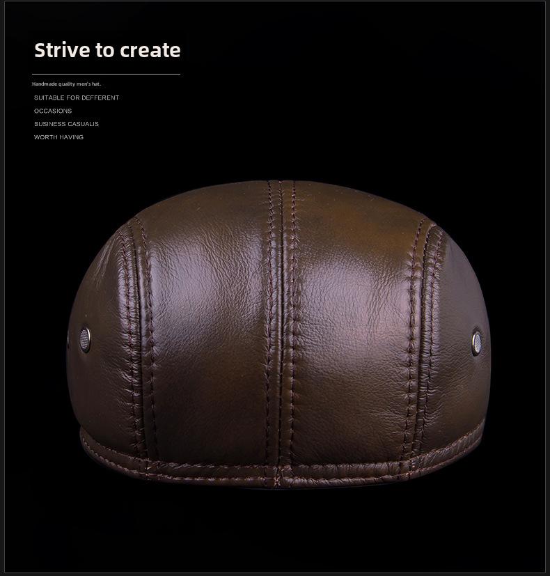 Pánská kachní čepice z pravé kůže s ochranou uší - Vysoce kvalitní hovězí kůže, podzimní/zimní styl