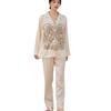 Internet-famous hot light luxury high-end ice and snow silk sweet temperament spring and autumn long-sleeve gold butterfly set loungewear pajamas
