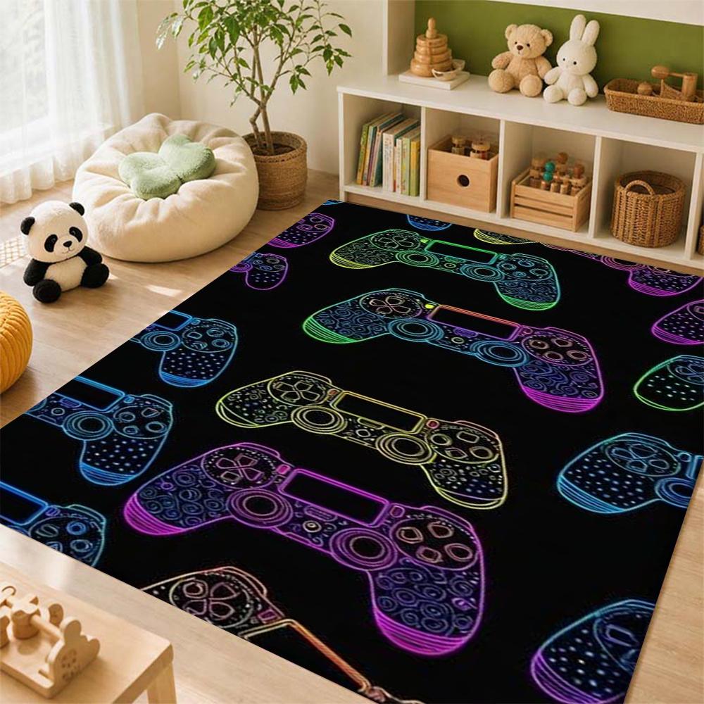 Colorful Game Controllers Patterned Rug Absorbent Nonslip Carpet For Bedroom Kitchen Bathroom Home Decor Halloween Gift