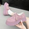Moda Primavera e Autunno 2025 Retrò Inglese Trifle Testa Grande Marrone Verde Rialzati Impermeabili Scarpe Singole da Donna