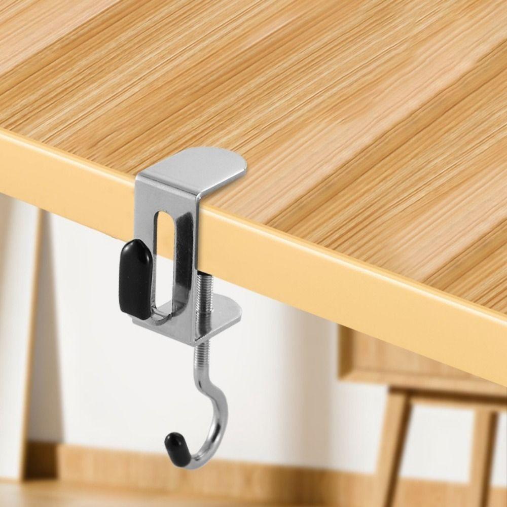 2PCS Steel Double Hook Backpack Hook Detachable Headphone Hanging Hook Portable Table Hooks  Office