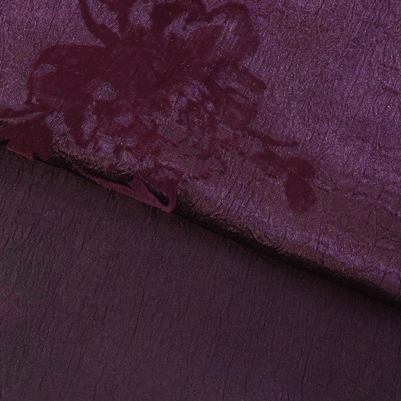 Dubai Plant Print Flocked Fabric Chinese Hanfu Outerwear