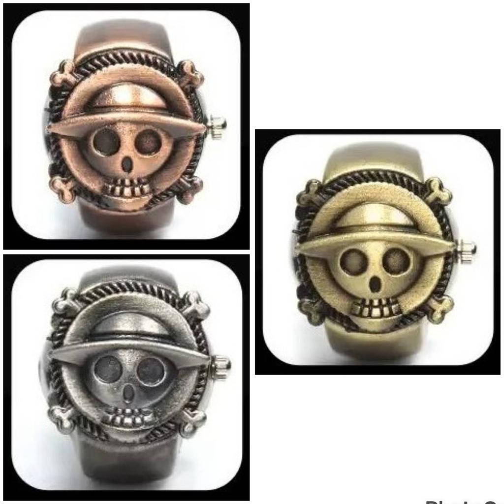 Luffy Franky Robin Pirate Japan Cartoon Animation Kid Finger Ring Watch Quartz Straw Hat Jewelry Gift Adjustable Silver Bronze Copper