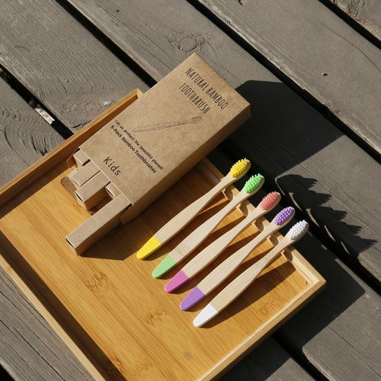 10Pcs Wooden Bamboo Toothbrush Kids Soft Oral Care Teeth Cleaning Tool