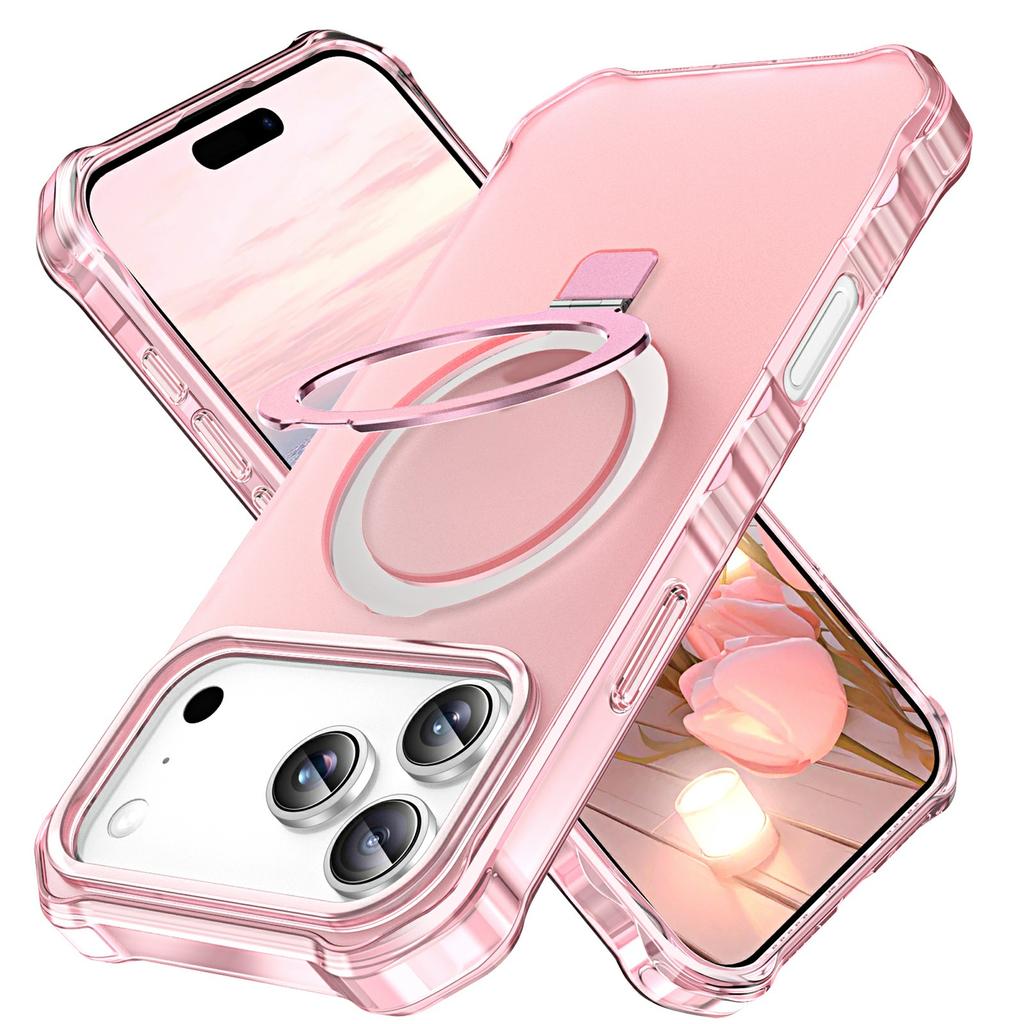 For iPhone 17 Pro Max Case Compatible with MagSafe Matte Kickstand Hybrid Phone Cover Small Wavy Edge