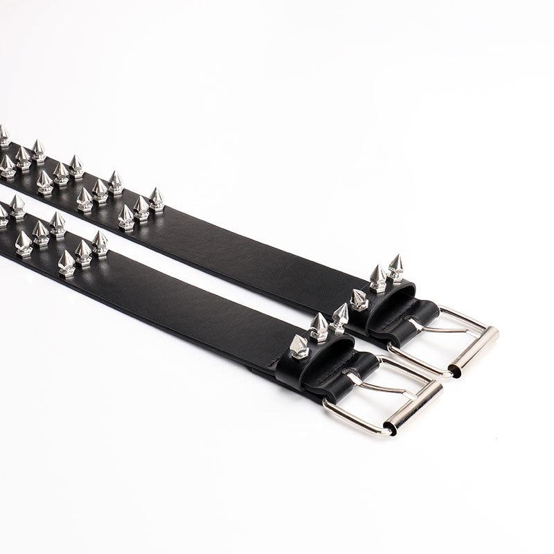 European and American Gothic Style Belts for Men and Women, Punk Three-row Pointed Beaded Rivet Women's Belts, Versatile Jeans Belts