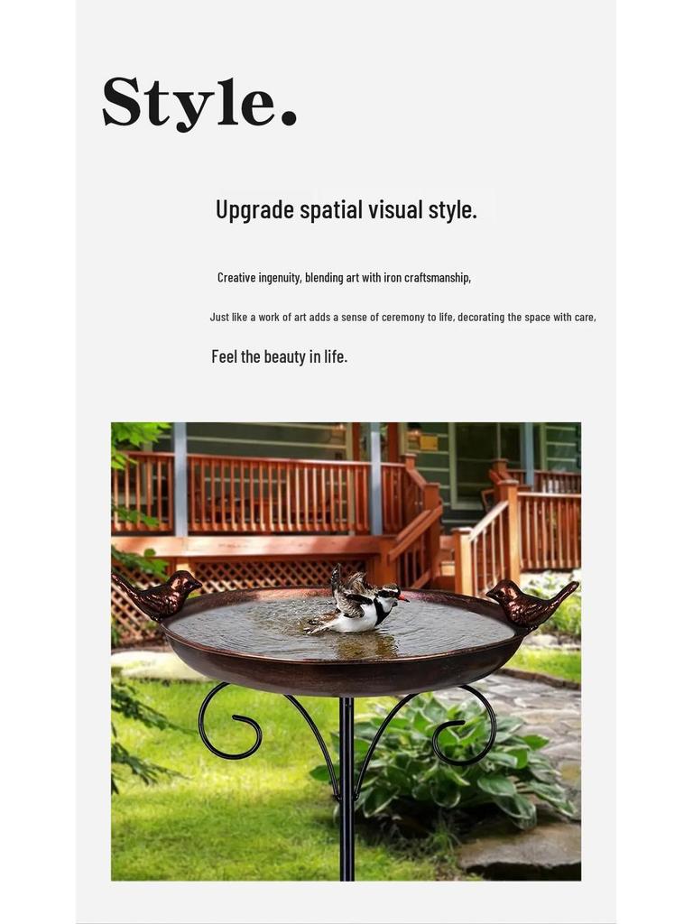 Cross-border Outdoor Garden Bird Feeder, Hummingbird Bath & Iron Art Decor