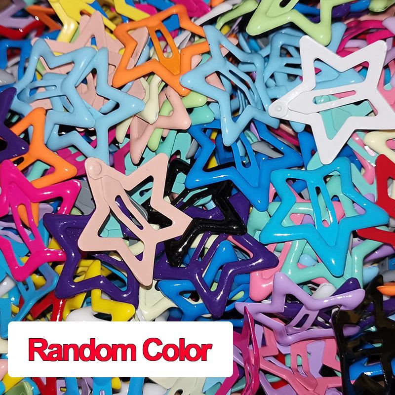 10/30/50/pcs Y2K Silver /Colorful Star Hair Clips Cute Star Barrettes Women Simple Metal Snap Clip Headdress Hair Accessories