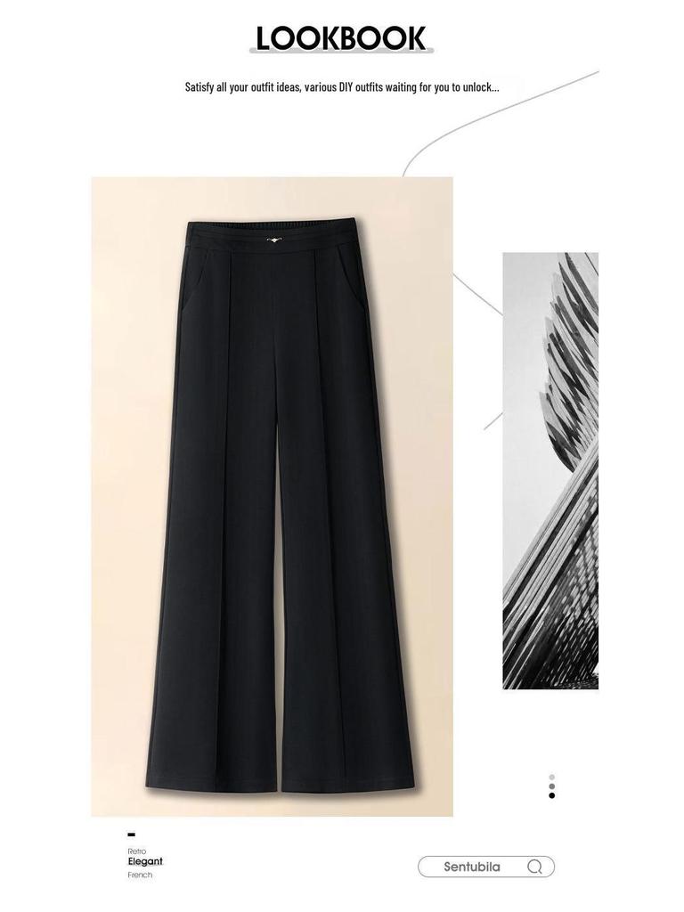 Women's Straight Wide-Leg High-Waist Pants for Spring/Autumn 2026 - Casual, Versatile Fashion for Middle-Aged & Elderly