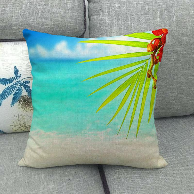 Palm Tree Leaves, Turtle-Back Bamboo Plant Digital Printing Short Plush Pillow Covers For Sofa Office Cushion Cover Home Goods