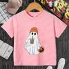 Little Boo Drinking Coffee Halloween Spooky Season Shirt Children T-Shirts Harajuku Graphic Tops Kids Summer Fashion Tshirt Tops