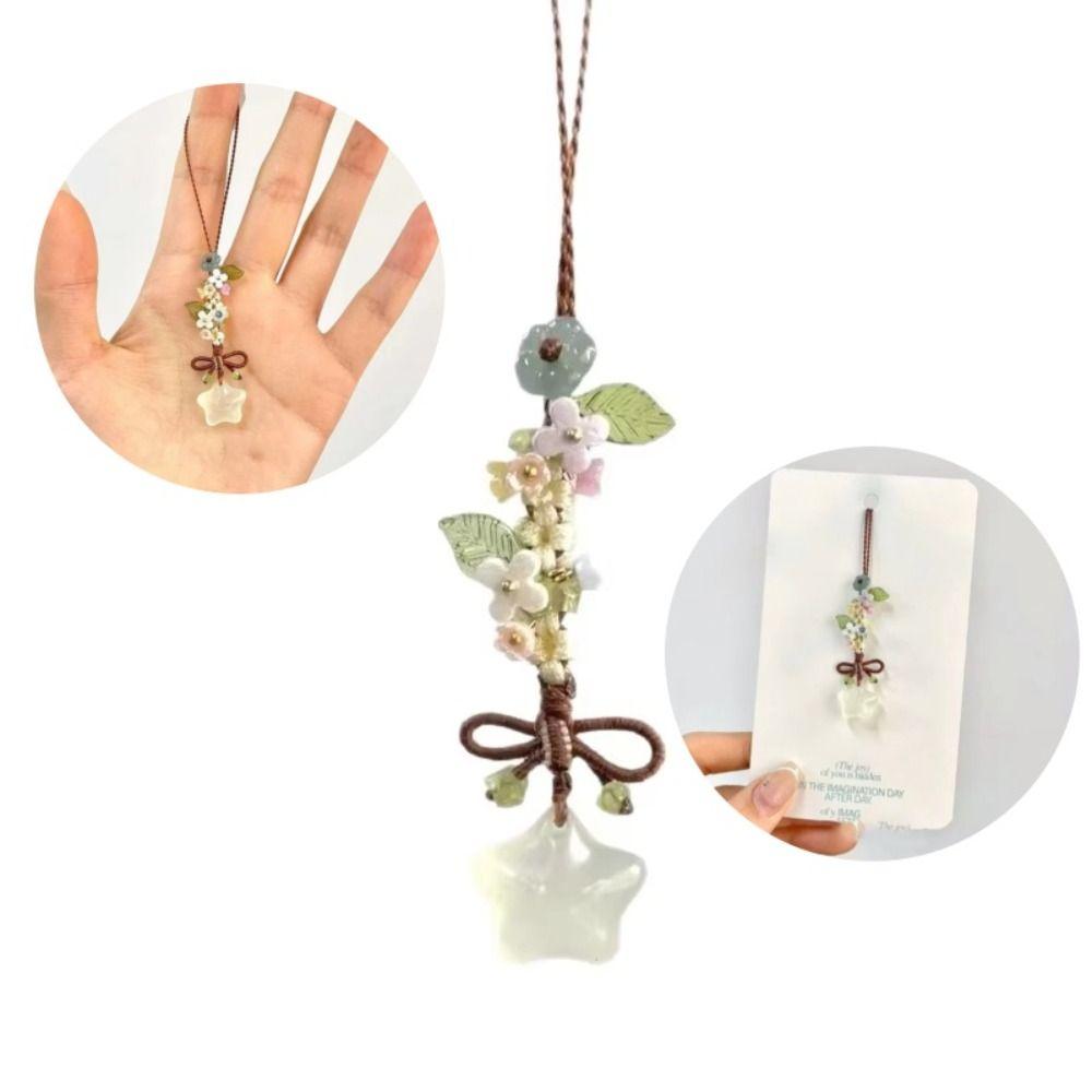 Chinese Style Mobile Bag Pendant Ice Transparent Mobile Phone Strap Star Flower Pendant Keychain
