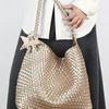 Champagne Color 2025 Super Popular Woven Tote Bag for Women Large Capacity High-end Handbag Shoulder Bucket Bag