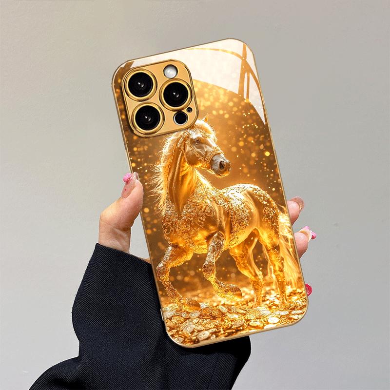Luxurious Exquisite Horse Phone Case for Iphone 17 Pro Max Cover Built-in Glass for iPhone 17 16 15 14 13 12 Pm Pro Plus