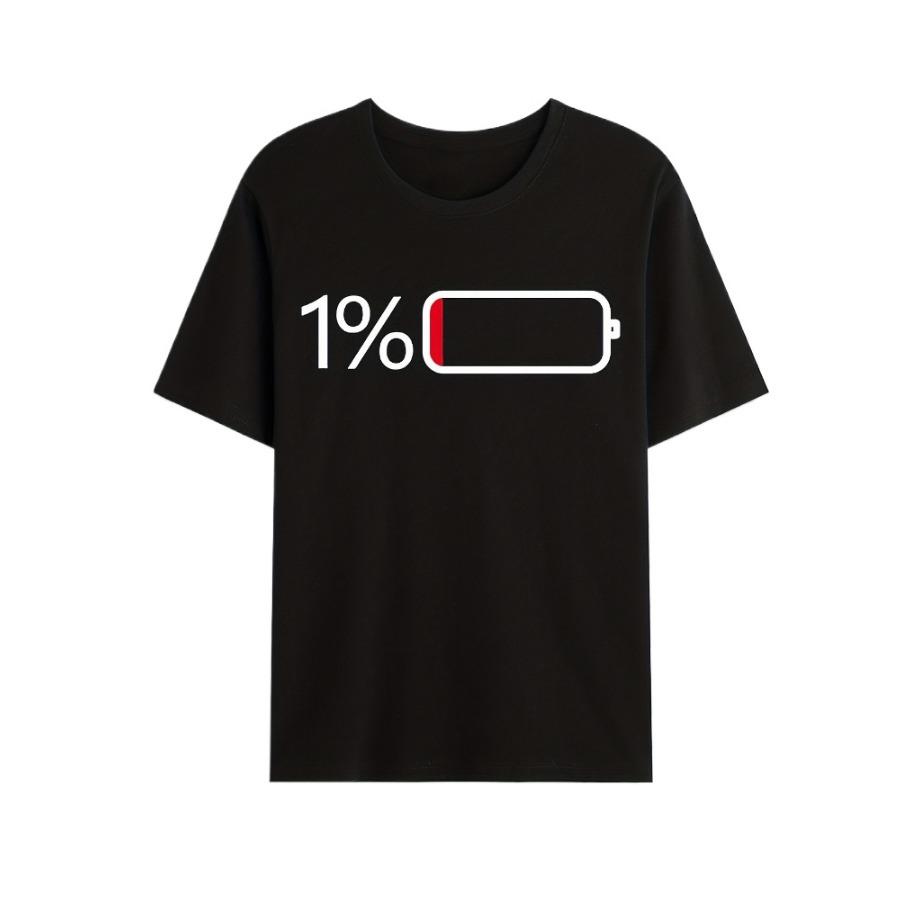 Battery Low pattern design100 cotton summer Oneck short sleeve casual printed Unisexs Tshirt