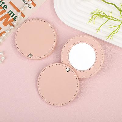 Espejos Compactos Espejo de Acero Inoxidable Irrompible Con Funda de Cuero PU Mini Espejo de Maquillaje Portátil Para Bolso Bolsillo Viaje