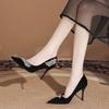 Fashion Temperament Stiletto Single Shoes Autumn New Pointed Toe Shallow Suede Rhinestone Non-slip High Heels