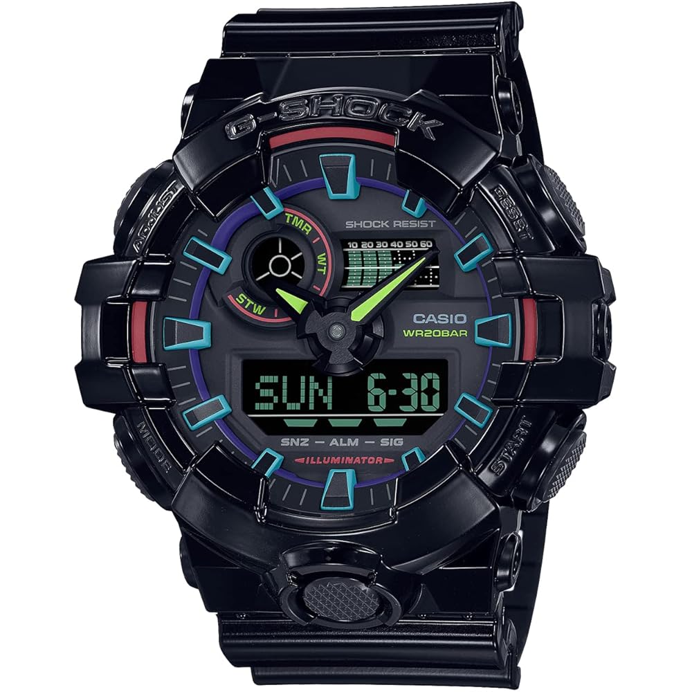 

G-SHOCK GA-700RGB-1A Мужские часы Виртуальная радуга Черная серия RGB