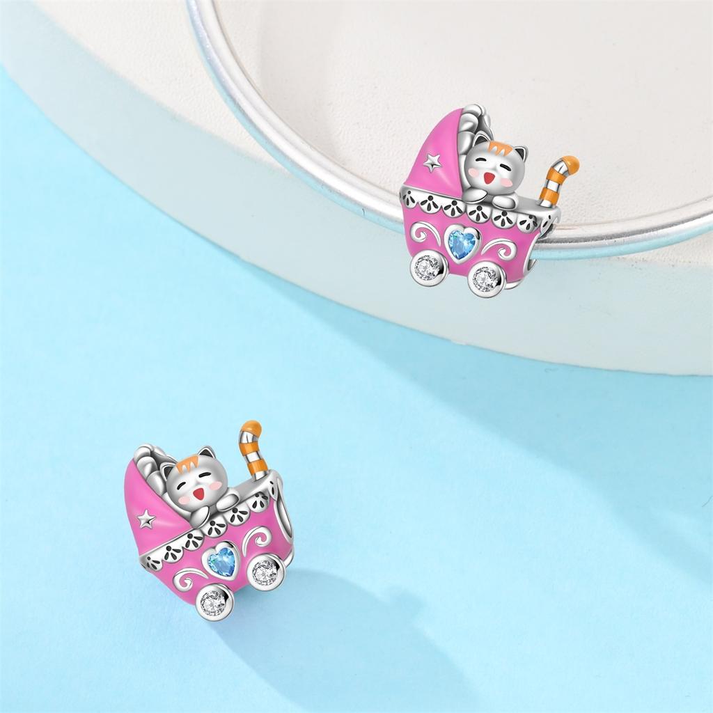 Lucky Clover Charms Bead Original Copper Inlaid Blue Zirconium Cute Pets Pendants Fit Bracelet Jewelry Lover Gift