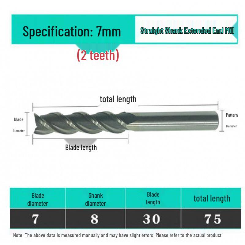 Jinfeng Extended 2-Flute Straight Shank Milling Cutter (3 to 20mm)