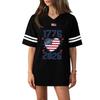 Damen Casual Mode V-Ausschnitt Sport Unabhängigkeitstag Druck Kurzarm Sport T-Shirt Top