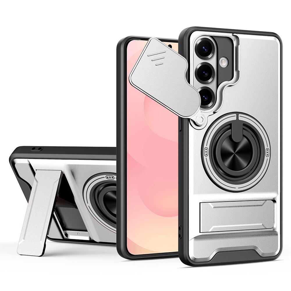 For Samsung Galaxy S26 / S26 Pro Magnetic Case Ring Holder Foldable Kickstand TPU PC Phone Cover with Camera Lens Slider