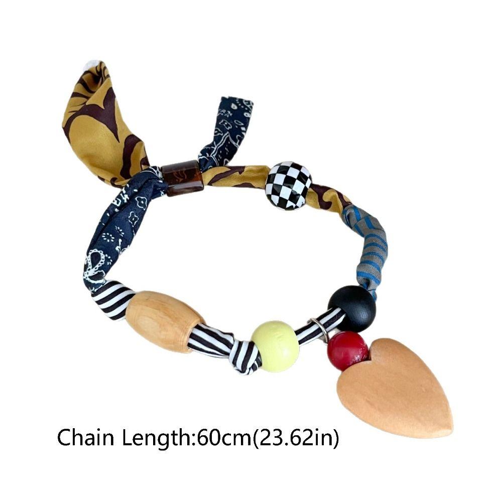 Clavicle Chain Patchwork Cloth Chain Necklace Love Pendant Bohemian Choker  Women