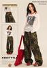 Bestmood Wide Leg Camouflage Long Straight Relaxed Cargo High Leopard Long American Casual Hip Dance L Leopard Women's Pants, Print, Pants, Pants,