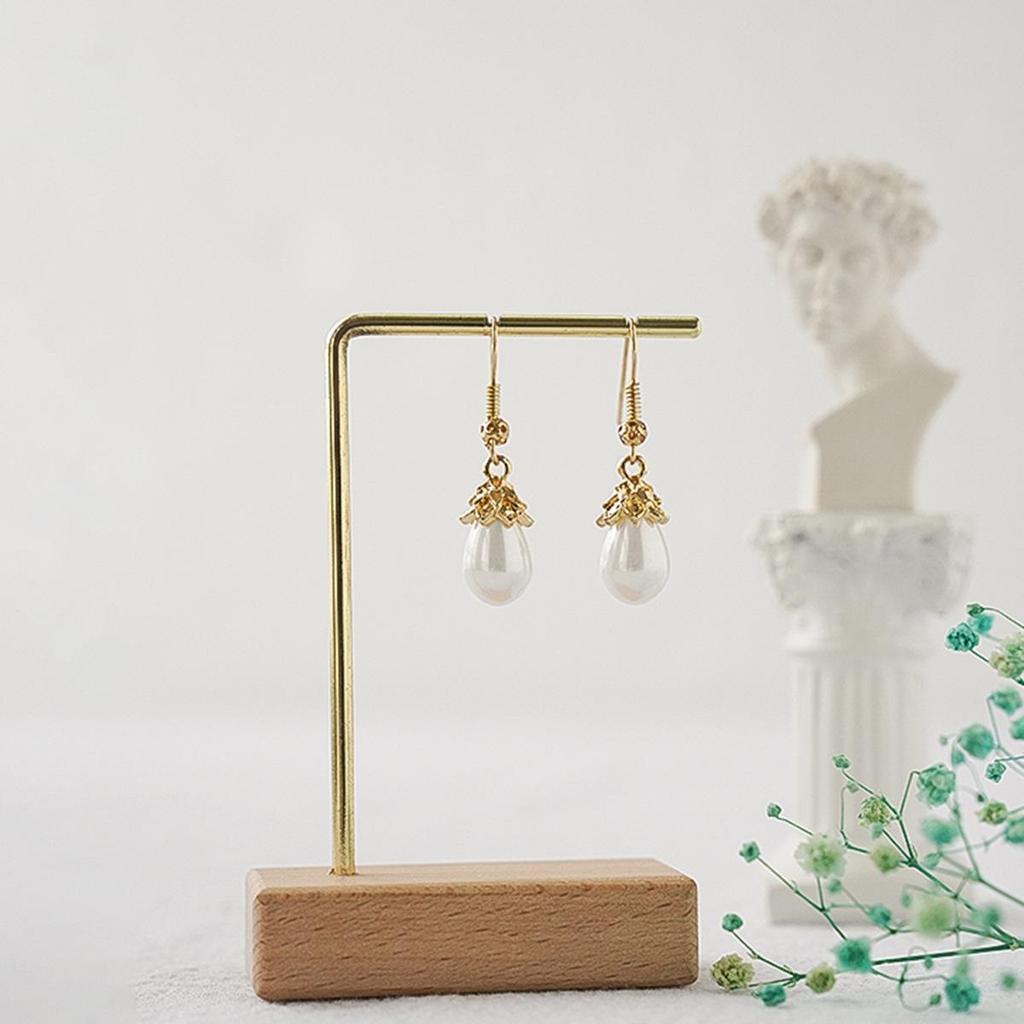 Solid Wood & Metal Jewelry Display Stand – Earring & Necklace Holder with Logo