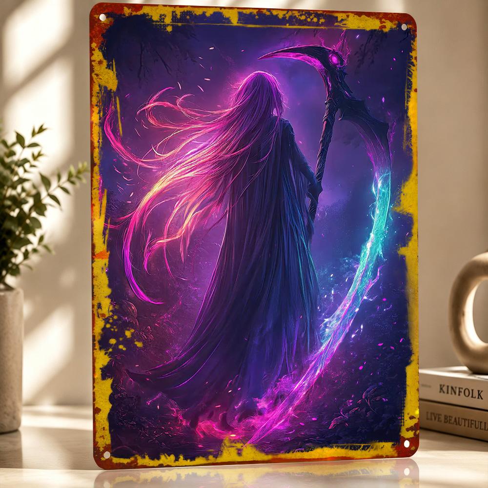 Dark Fantasy Reaper D Printed Texture Poster Personalized Wall Art Retro Metal Tin Signs for Office Decor Room Wand Deko Home